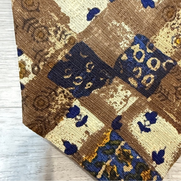 Lorenzo 1964 Silk Brown and Blue Patterned Tie - Made in Italy - Picture 4 of 11